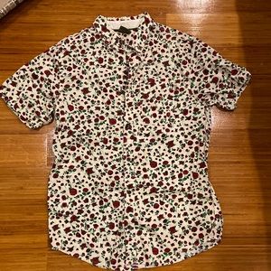 Mens button down rose short sleeve shirt